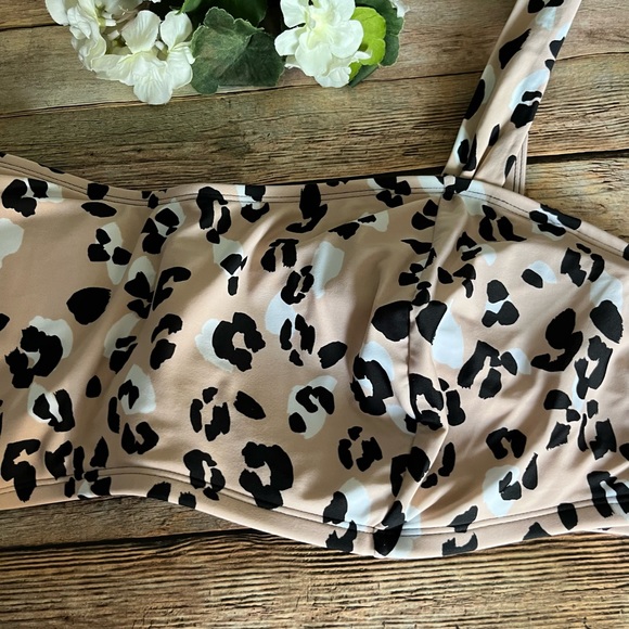 Terra & Sky Womens Leopard Print Tie Bralette Bikini Top Size 3X (24W-26W) - Picture 5 of 12